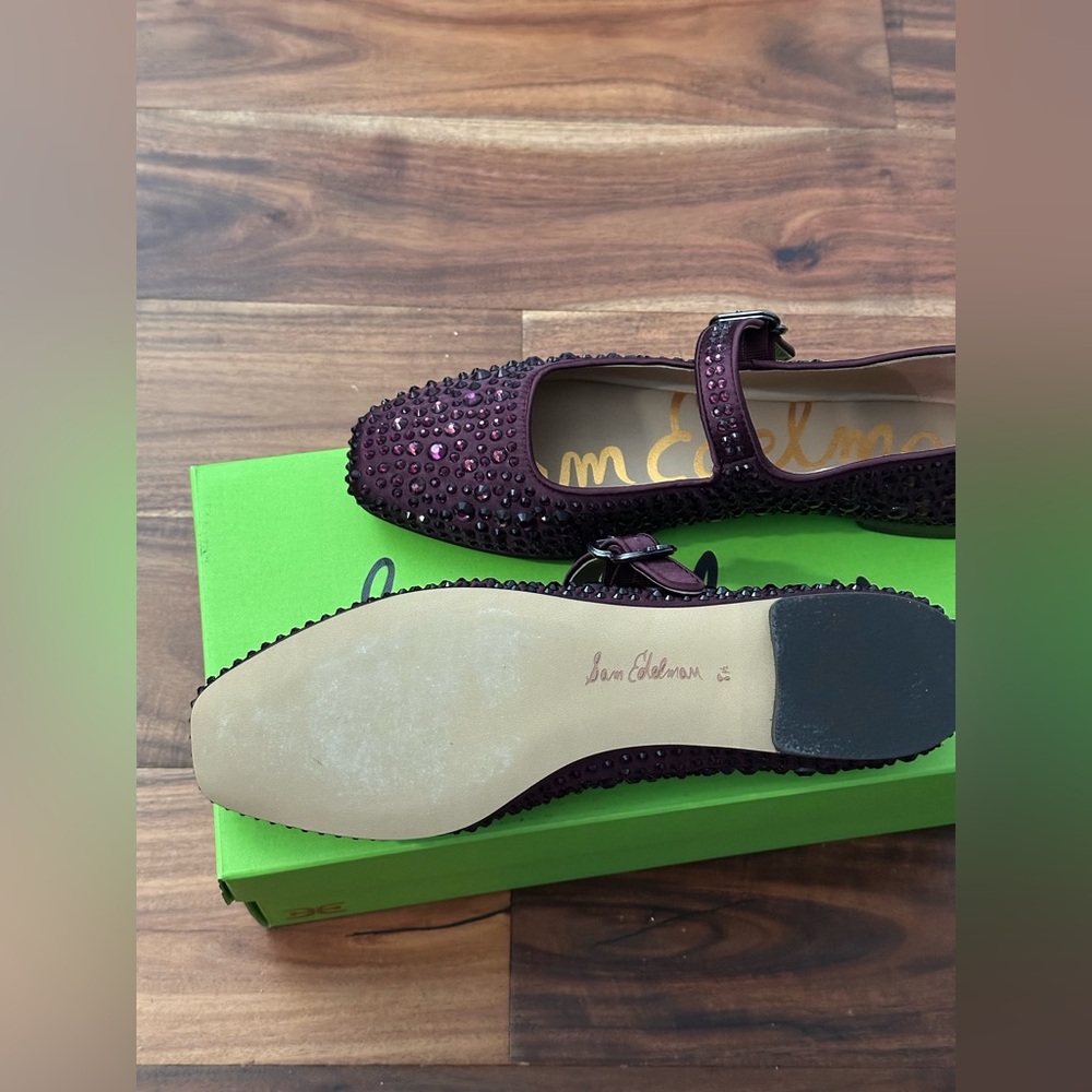Sam Edelman Michaela Bling plum Mary Jane Flats 8.5 - Picture 4 of 8